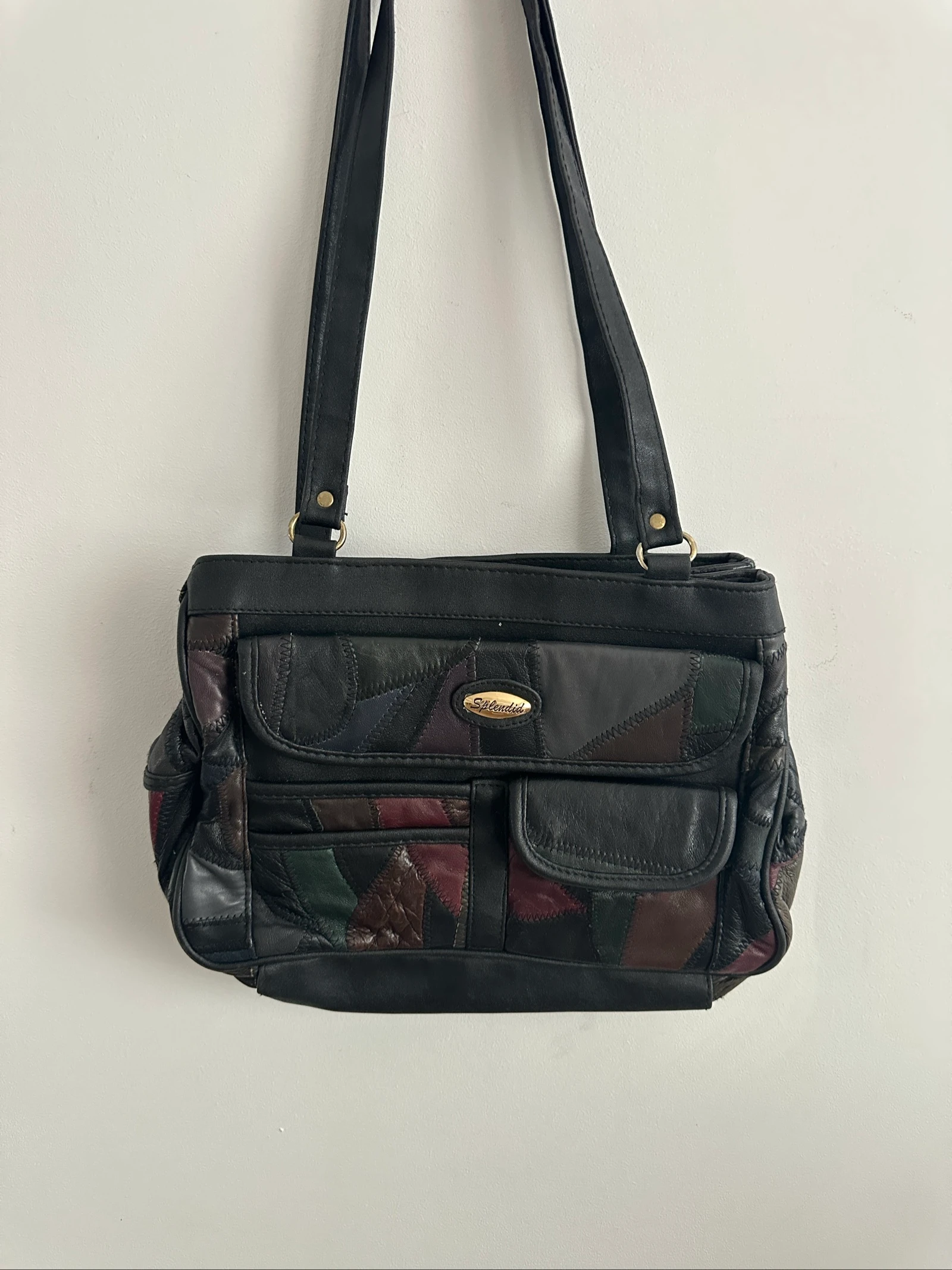 Bolso de piel Patchwork Splendid Vintage | Y2K | Multi bolsillos | Cuero